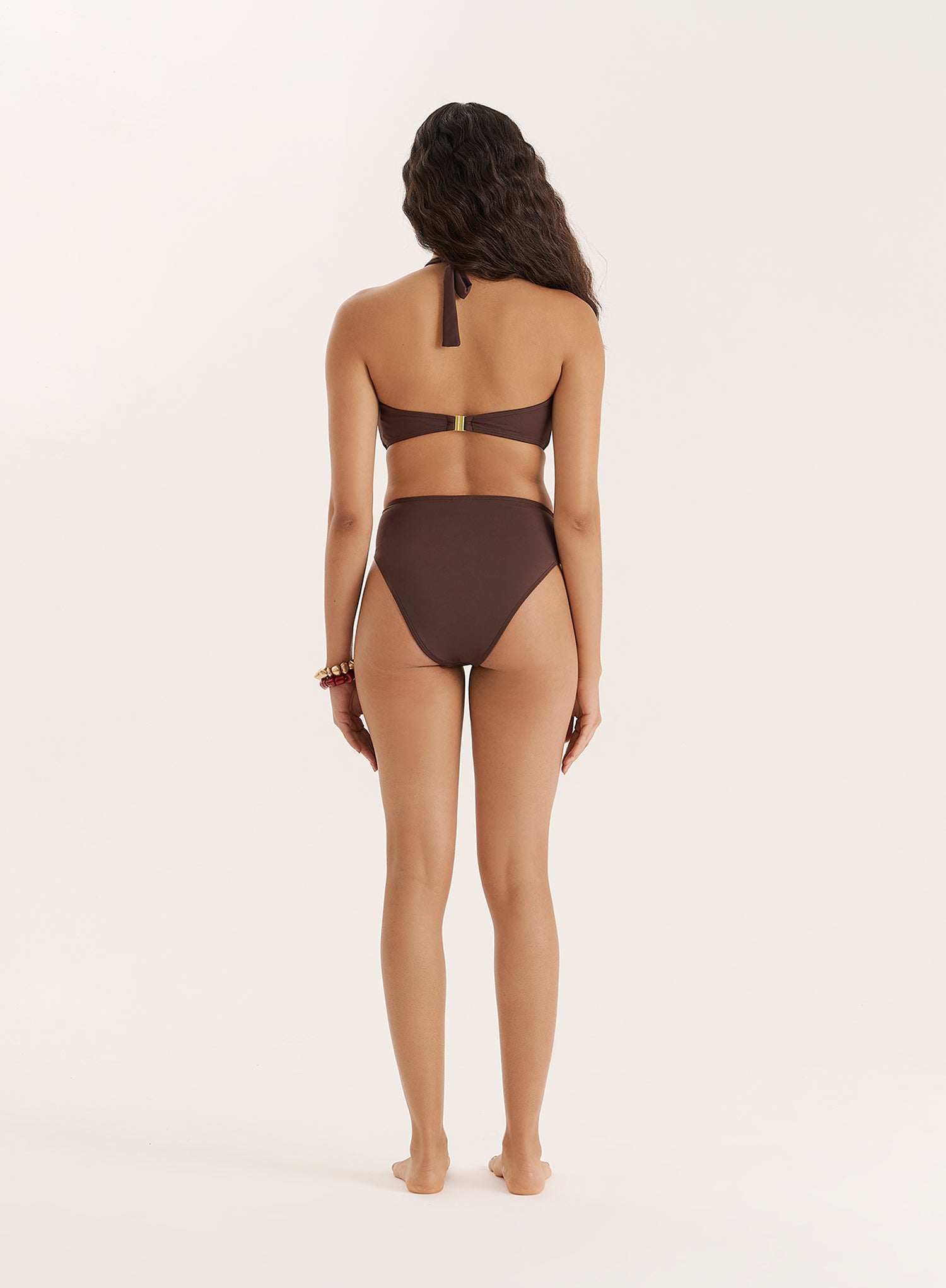 Chocolate Halterneck Tie Bikini Top
